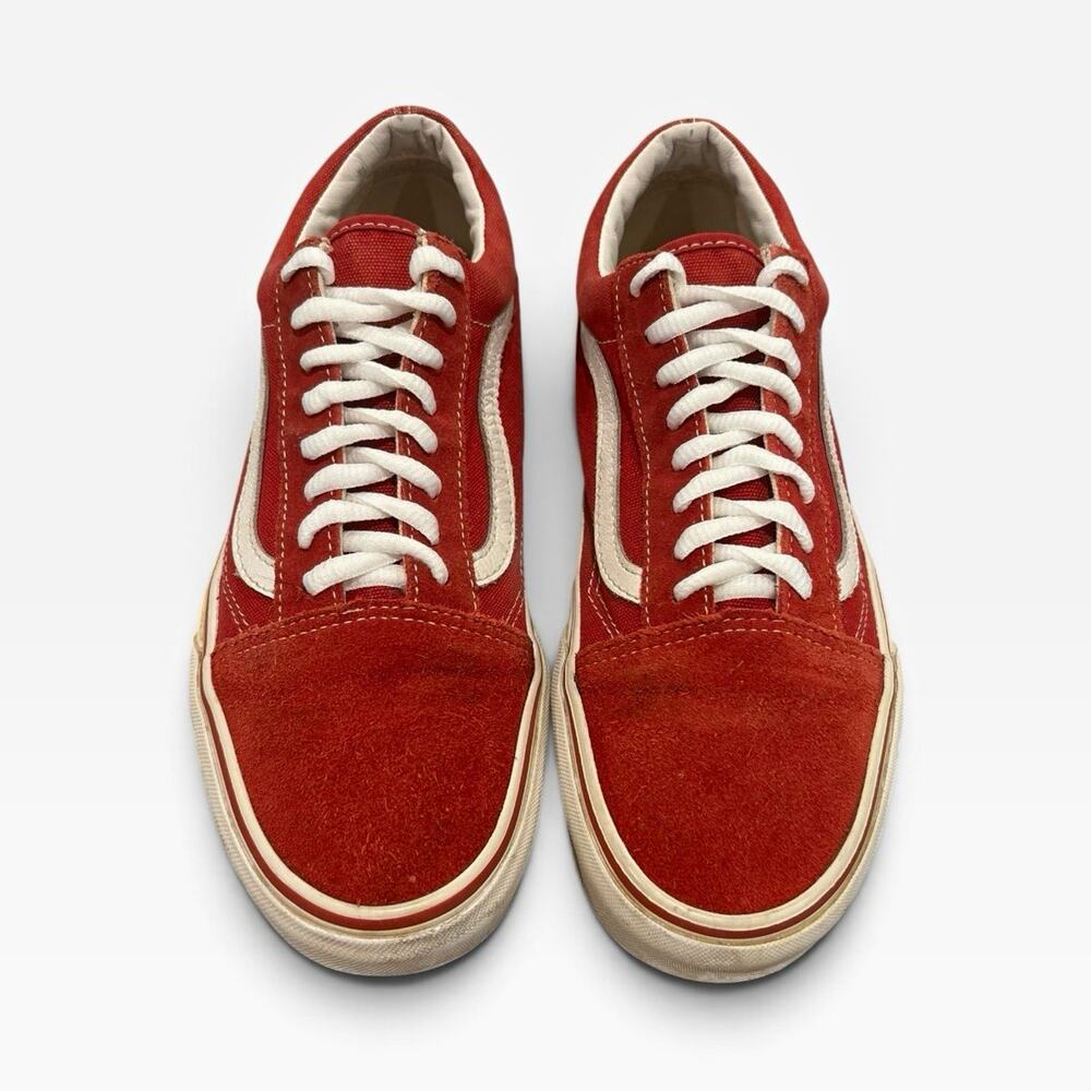Vans Old Skool Red Suede Canvas Sneakers Men’s 9.5 Women’s 11 Retro Skate Shoes